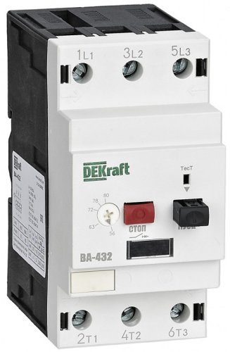 Выключатель автоматический для защиты электродвигателей DEKraft ВА-432 40-63A 660В картинка